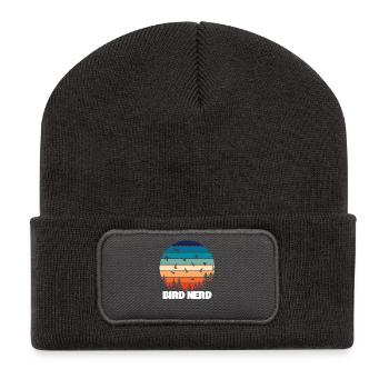Vogelbeobachtung Vogel Nerd - Recycelte Patch Beanie - Dunkelgrau - Vorne
