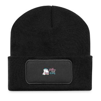 Follow Your Dreams Donut Unicorn Gift - Recycled Patch Beanie - black - Front