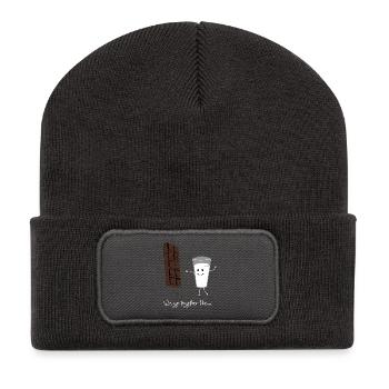 chocolat au lait - Beanie recyclé à patch - charbon - Devant