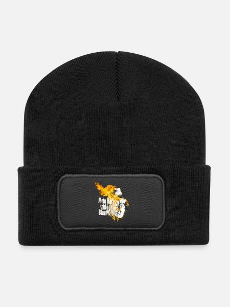 fcm herz brennt und schlägt blau weiß - Recycelte Patch Beanie - Schwarz