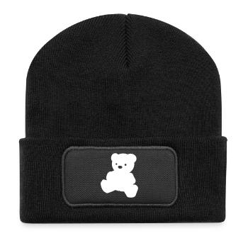 Ein einfacher Teddybär - Recycelte Patch Beanie - Schwarz - Vorne