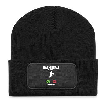 Basketball ruft an ich muss los Geschenk Anrufen - Recycelte Patch Beanie - Schwarz - Vorne