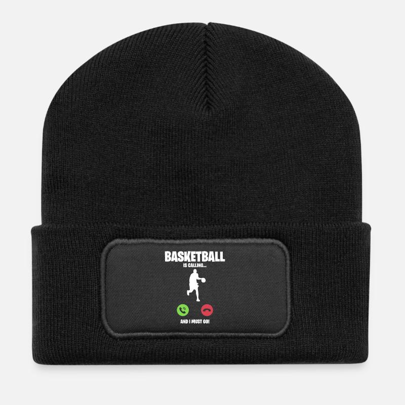 Basketball ruft an ich muss los Geschenk Anrufen - Recycelte Patch Beanie - Schwarz