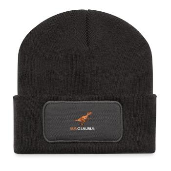 Laufen Dinosaurier Geschenk Dino lustig - Recycelte Patch Beanie - Dunkelgrau - Vorne