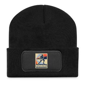 Running Retro Running Runner Sport Gift - Recycled Patch Beanie - black - Front