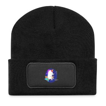 Unicorn while fishing - Recycled Patch Beanie - black - Front