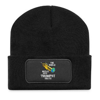 Trumpet Solos White Text - Recycled Patch Beanie - black - Front