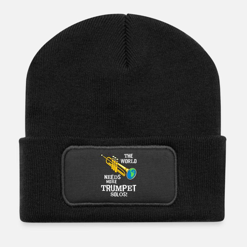 Trompette Solos Texte Blanc - Beanie recyclé à patch - noir
