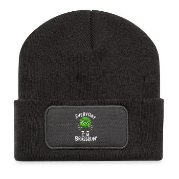 Vegan Veganer Rosenkohl - Recycelte Patch Beanie - Dunkelgrau - Vorne