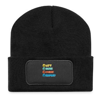 Anime - Recycelte Patch Beanie - Schwarz - Vorne