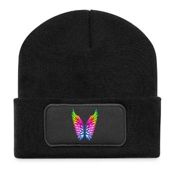 LGBT Arc-en-ciel Ailes angéliques Gay Lesbienne Lesbienne - Beanie recyclé à patch - noir - Devant