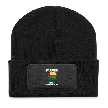 Cadeau d'agriculture paysanne - Beanie recyclé à patch - noir - Devant