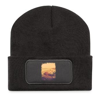 Vague plate au soleil - Beanie recyclé à patch - charbon - Devant