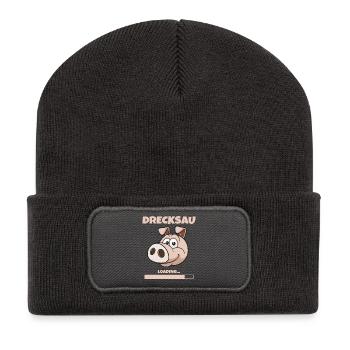 DRECKSAU - LOADING - Recycelte Patch Beanie - Dunkelgrau - Vorne