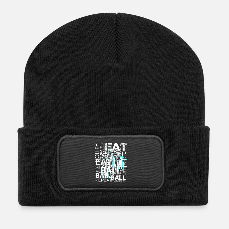 Volleyball Text Art - Recycelte Patch Beanie - Schwarz