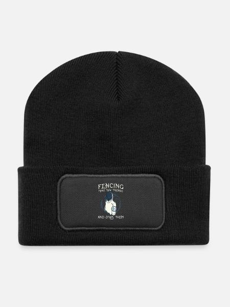 Cadeau d'escrime en feuille d'escrime - Beanie recyclé à patch - noir
