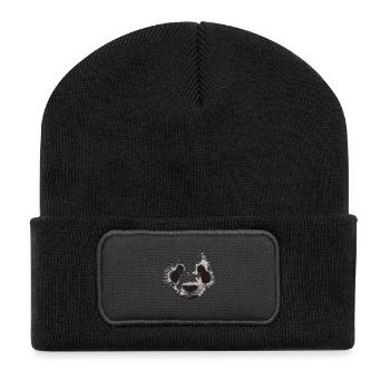 Panda Gesicht - Recycelte Patch Beanie - Schwarz - Vorne