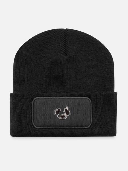 Panda Gesicht - Recycelte Patch Beanie - Schwarz