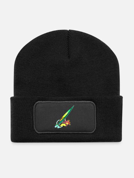 Windsurfing - Surfen - Surferin - Recycelte Patch Beanie - Schwarz