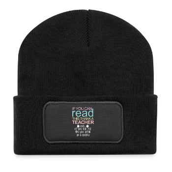 Lire enseignants remercier cadeau sort - Beanie recyclé à patch - noir - Devant
