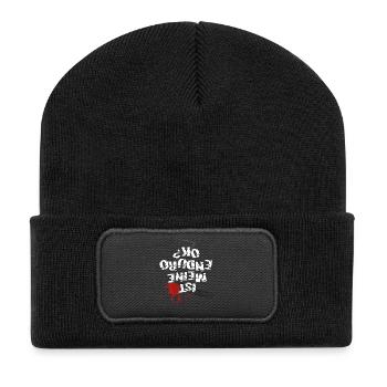 Ist meine Enduro ok? (weißer Text) - Recycelte Patch Beanie - Schwarz - Vorne