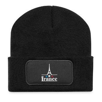France eiffelturm - Recycelte Patch Beanie - Schwarz - Vorne