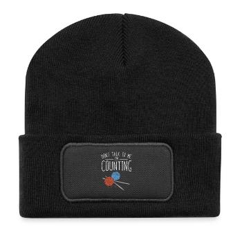 Crochet fait main crochet crochet en laine - Beanie recyclé à patch - noir - Devant