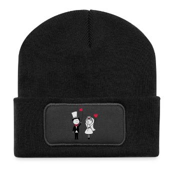 ehepaar_001 - Recycelte Patch Beanie - Schwarz - Vorne