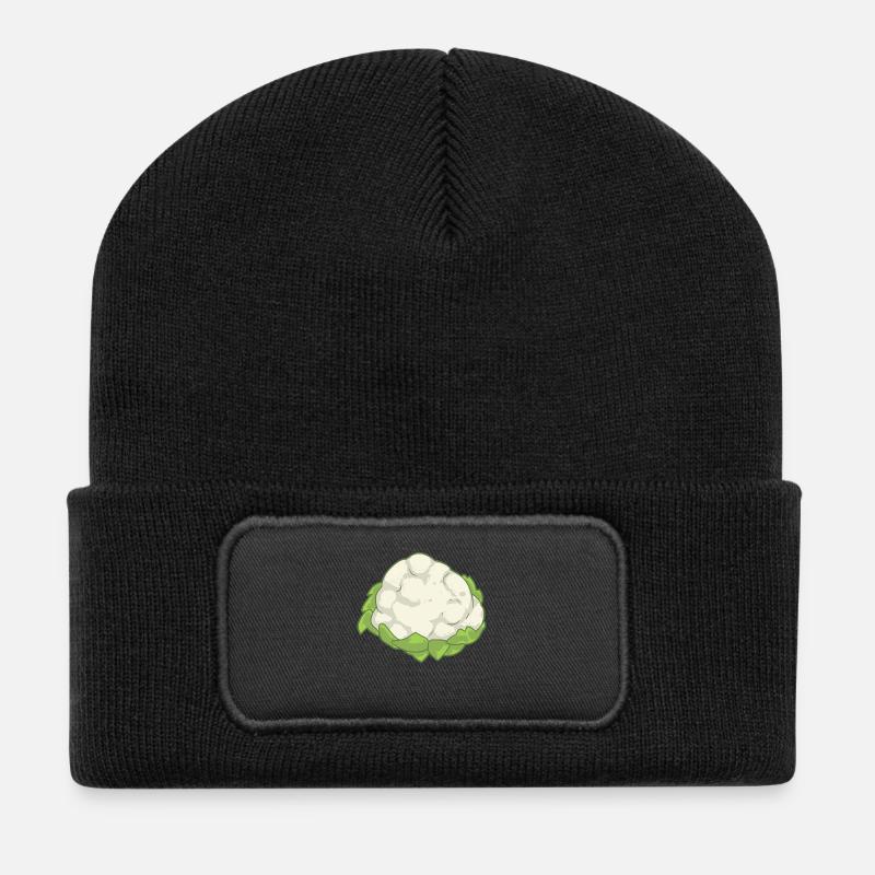 Blumenkohl Gemüse Speise Vegan - Recycelte Patch Beanie - Schwarz