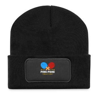 PingPong Meister Logo - Recycelte Patch Beanie - Schwarz - Vorne