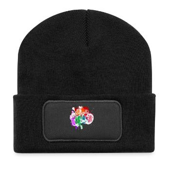 Farbenfrohe Kamera Kunst - Recycelte Patch Beanie - Schwarz - Vorne