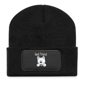 Best Friend Westie - Partner - Best Friends - Hund - Recycelte Patch Beanie - Schwarz - Vorne