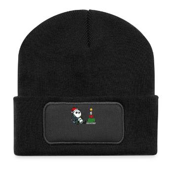 Panda with fairy lights Christmas - Recycled Patch Beanie - black - Front