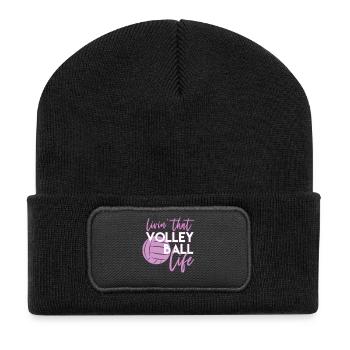 Volleyball - Recycelte Patch Beanie - Schwarz - Vorne