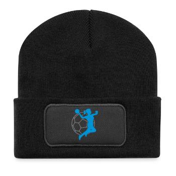 handball woman design - Recycelte Patch Beanie - Schwarz - Vorne