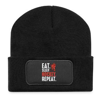 Eat Sleep Hockey Repeat - Recycled Patch Beanie - black - Front