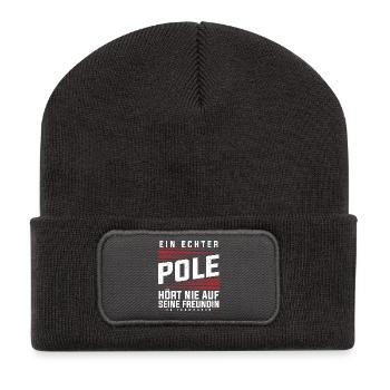 Polen - Ein Echter Pole - Recycelte Patch Beanie - Dunkelgrau - Vorne