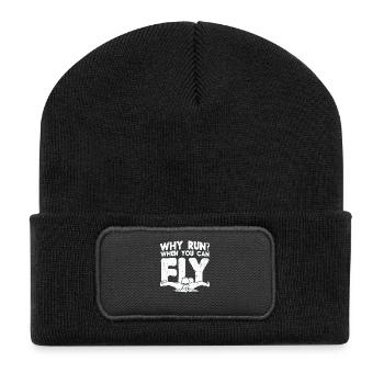 Schwimmen Schwimmer Geschenk - Recycelte Patch Beanie - Schwarz - Vorne