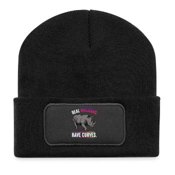 Les licornes réelles ont des courbes - Beanie recyclé à patch - noir - Devant