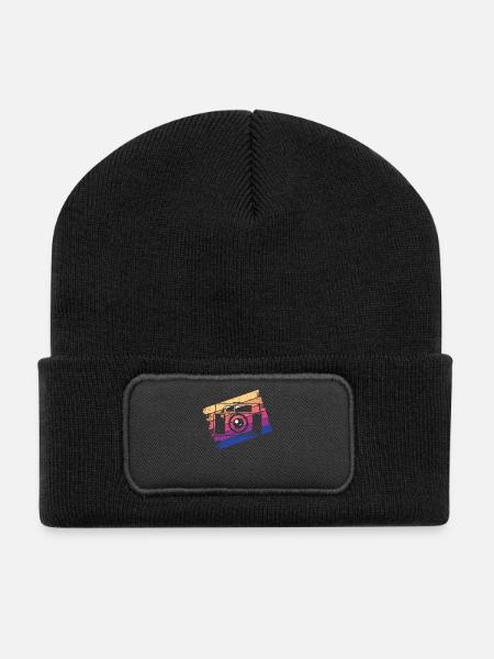 Kamera Fotograf Fotografie - Recycelte Patch Beanie - Schwarz