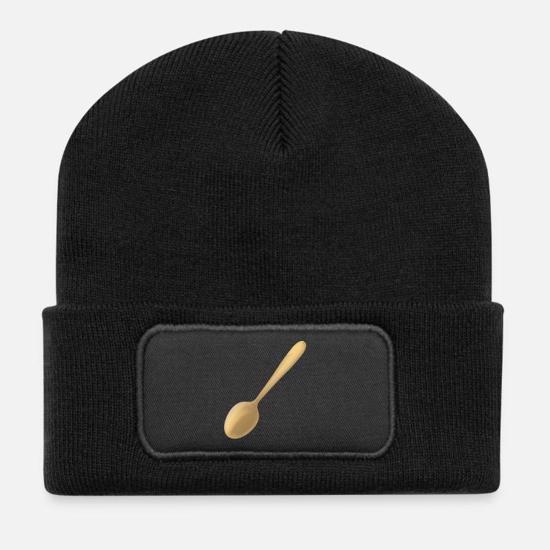 ein goldener Löffel - Recycelte Patch Beanie - Schwarz