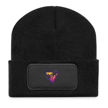 Synthwave Vaporwave Sunset Retro 80s 90s - Recycled Patch Beanie - black - Front