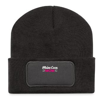 Maine Coon Katze - Recycelte Patch Beanie - Dunkelgrau - Vorne