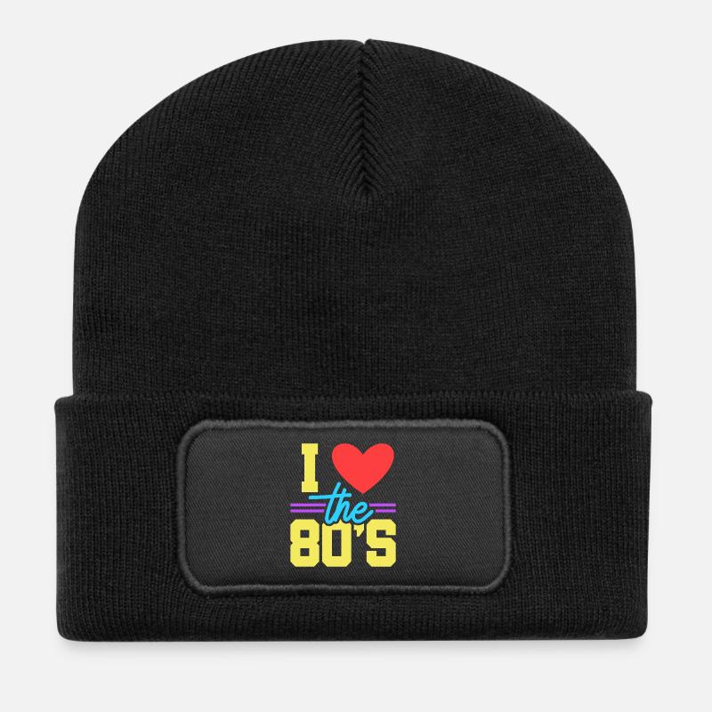 80er Achtziger - Recycelte Patch Beanie - Schwarz