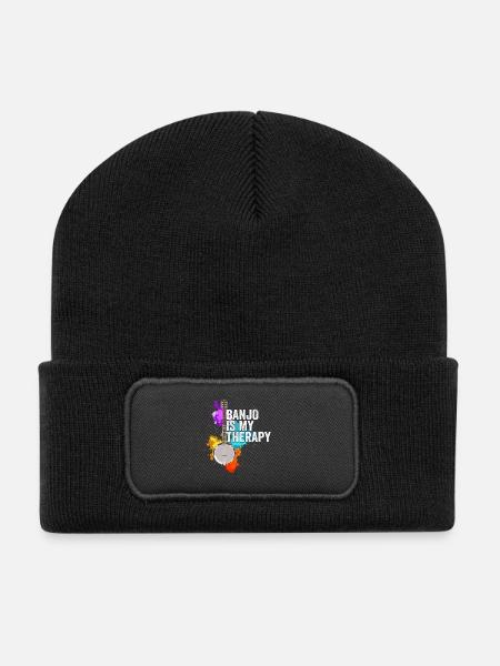 Banjo - Banjo ist meine Therapie - Recycelte Patch Beanie - Schwarz
