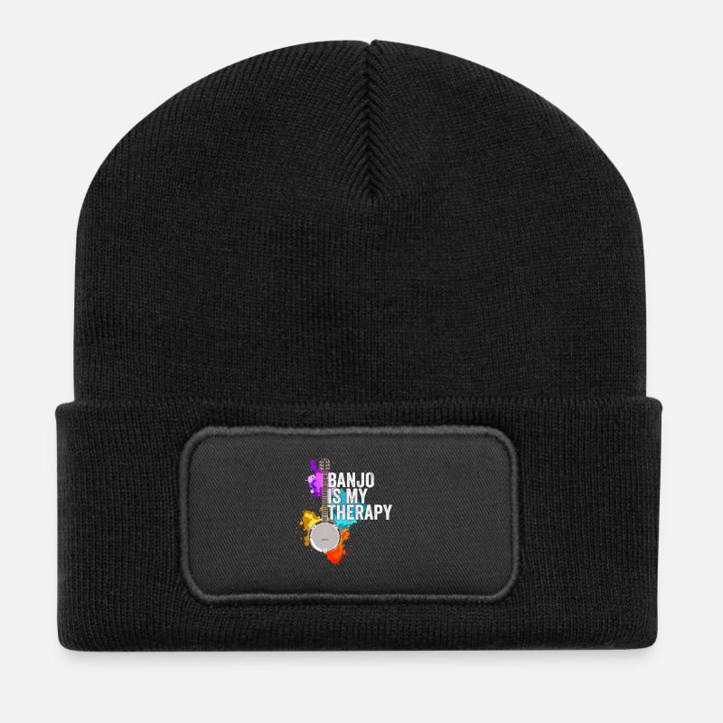 Banjo - Banjo ist meine Therapie - Recycelte Patch Beanie - Schwarz