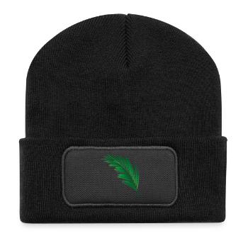 une feuille de palmiers vert unique - Beanie recyclé à patch - noir - Devant