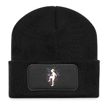 Fussball Frauenfußball Silhouette Fußballerin - Recycelte Patch Beanie - Schwarz - Vorne