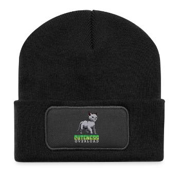 Katzen Überdosis Niedlichkeit - Recycelte Patch Beanie - Schwarz - Vorne