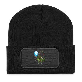 Dino Party Ballon 5 - Recycelte Patch Beanie - Schwarz - Vorne